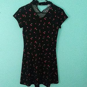 Navy blue dress with chocker